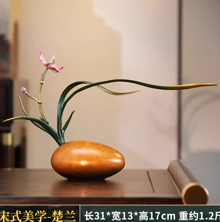 兰花铜摆件